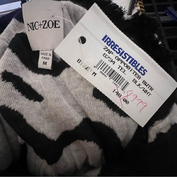 NIC+ZOE Opposites Attract Sweater Black & White Mock Neck Long Sleeve Size M - Picture 12 of 14